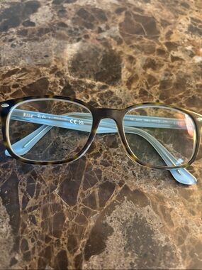 Ray-Ban Tortoise Front Glasses with Light Blue Temples